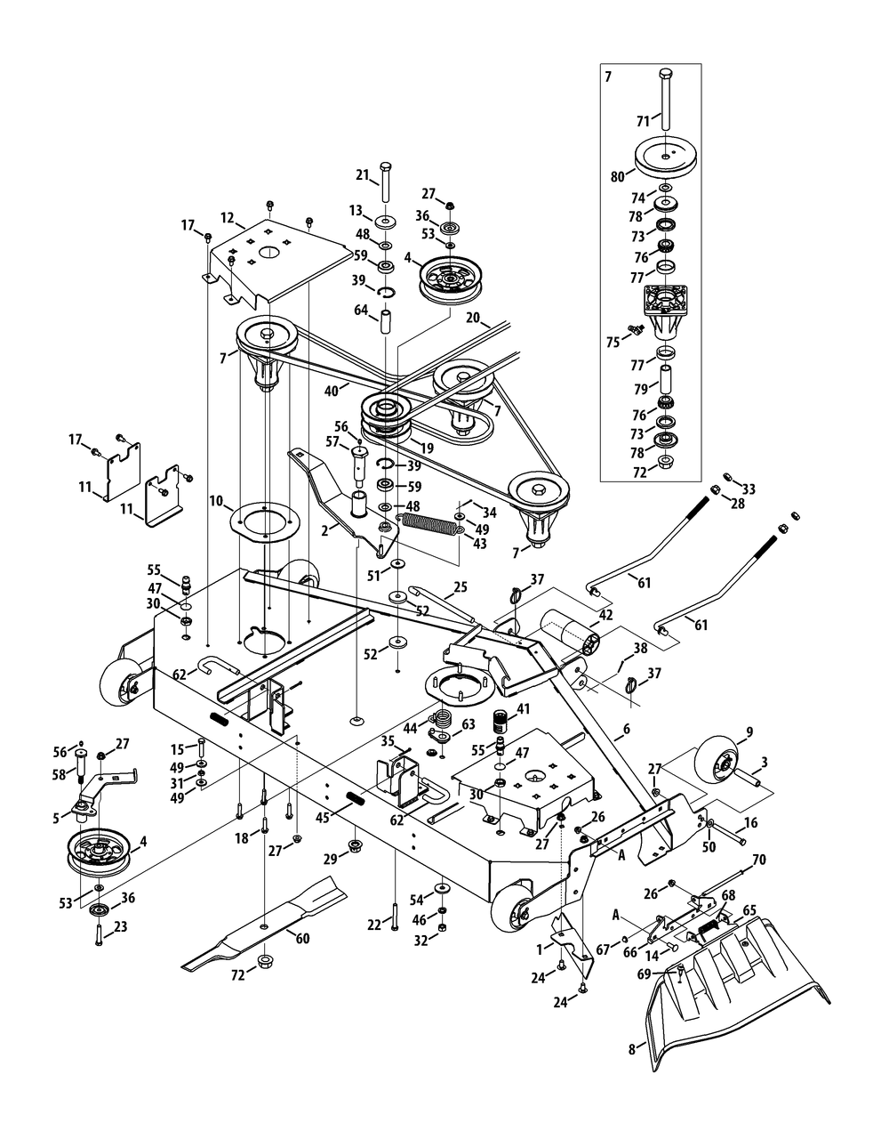 Mower Deck 60-Inch Fabricated Deck Diagram and Parts List for 19A40025 (60Inch-100)(2015) Cub Cadet Lawn Tractor